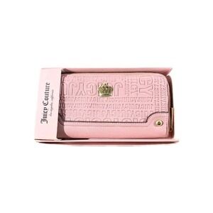 Juicy Couture Pink Crown Wallet Zip Around Logo Embossed w Box
